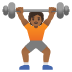 🏋🏾 person lifting weights: medium-dark skin tone display on Google